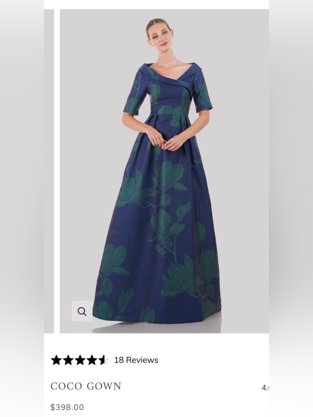 Kay Unger Coco Floral Jacquard Formal Gown Cocktail Party Navy Size 6